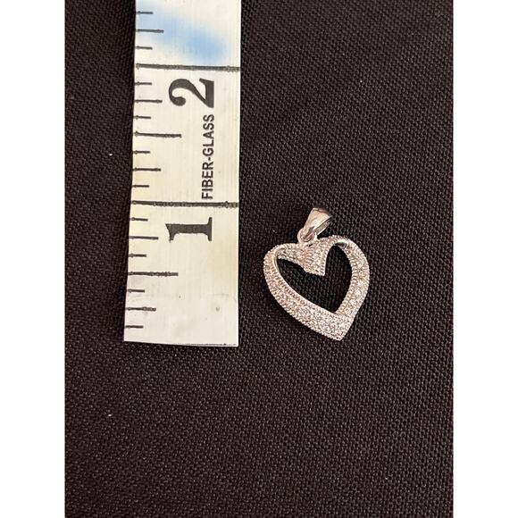 Sterling Silver NFTH Pave Heart Pendant Open Design Sparkle 1” Gift - Picture 5 of 5